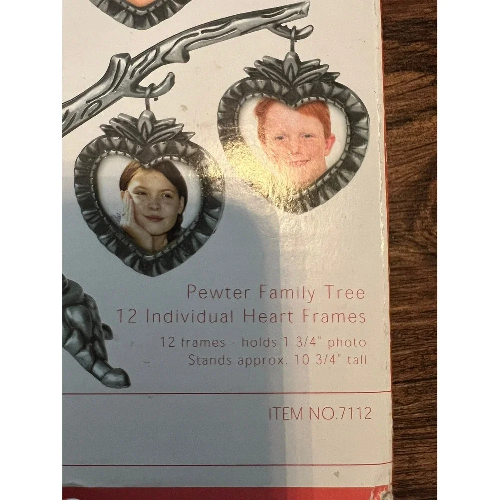 Davco Pewter Family Tree 12 Individual Heart Frames 1 3/4 